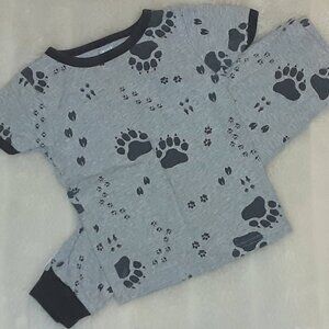 Toddler boys clothes 3t Carter's gray animal paw print pajama 2 piece set
